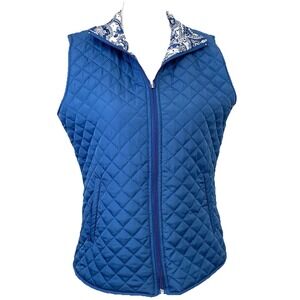 Active Studio Reversible  Quilted Vest Full Zip Lightweight Pocket Women Medium